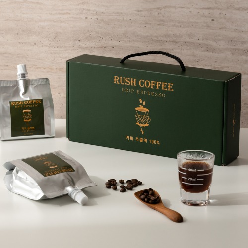 러쉬커피 고농축 드립 커피 원액 에스프레소 선물세트 (2팩+3라인 샷글라스 증정)